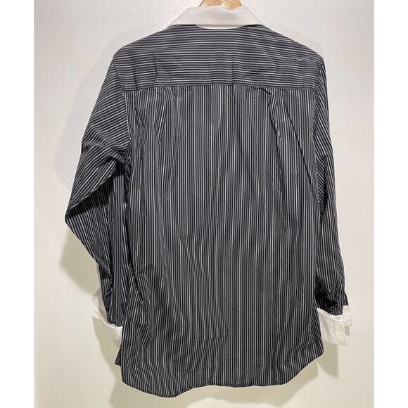 Donald J Trump Signature Collection button up shirt stripe white collar men 15.5 - Picture 2 of 6